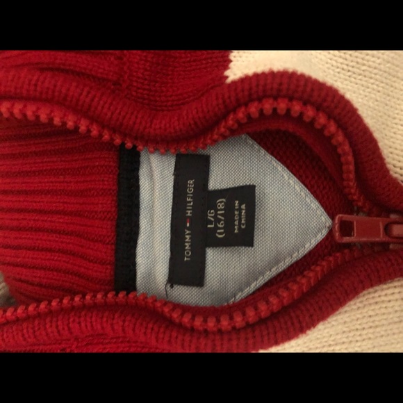 Tommy Hilfiger Sweater Red Blue & White Stripes - Picture 4 of 7